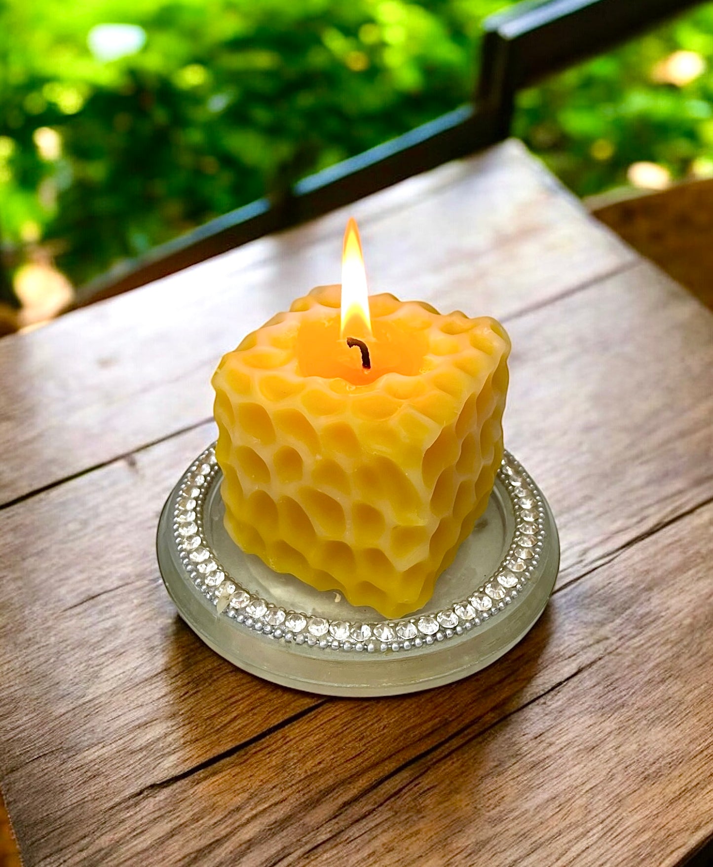 Pure beeswax square cube honeycomb candle