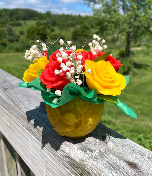 Handcrafted pure Beeswax flower bouquet - Unique gift - Eco friendly - floral arrangement
