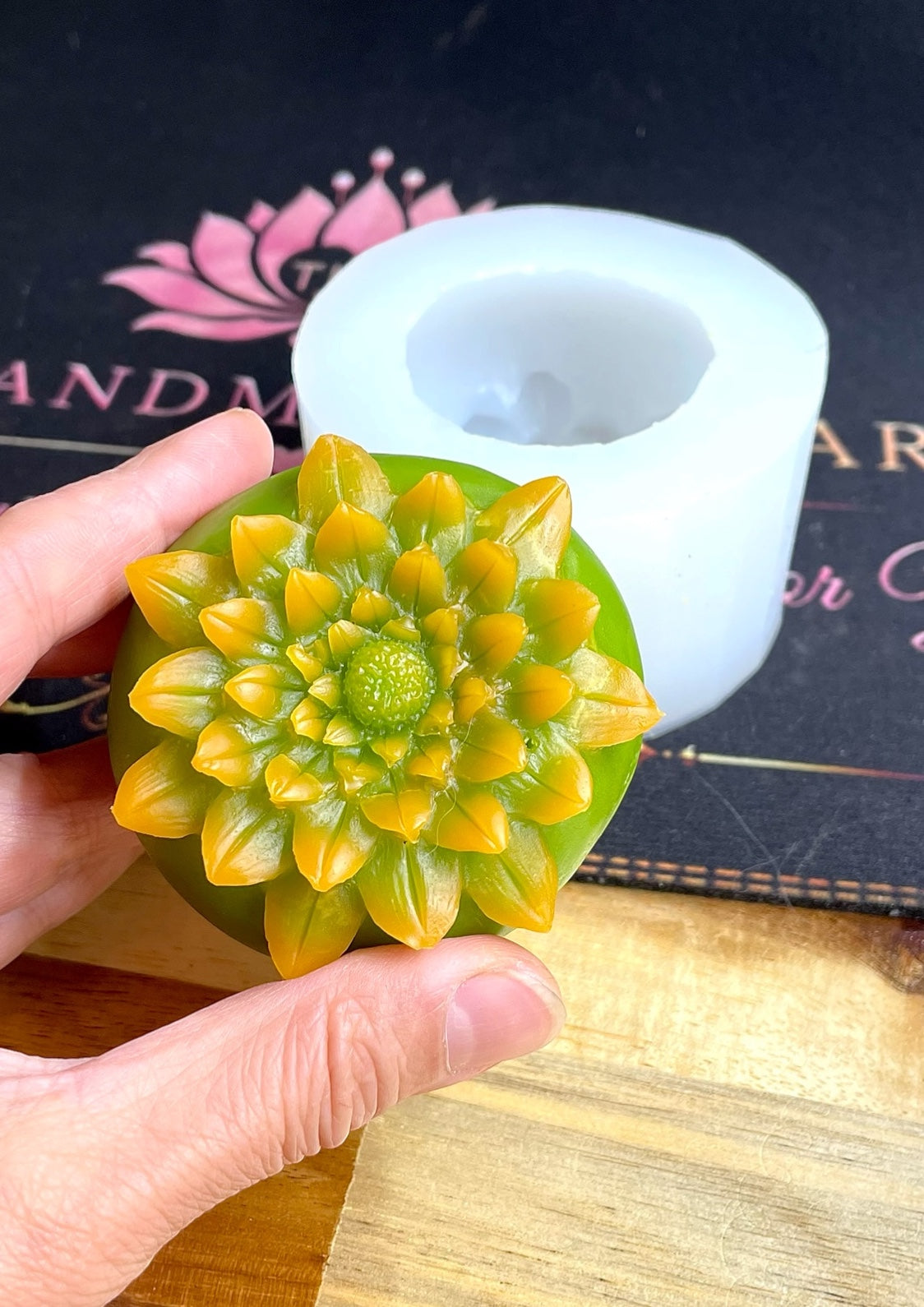 Silicone dahlia flower mold for candle soap