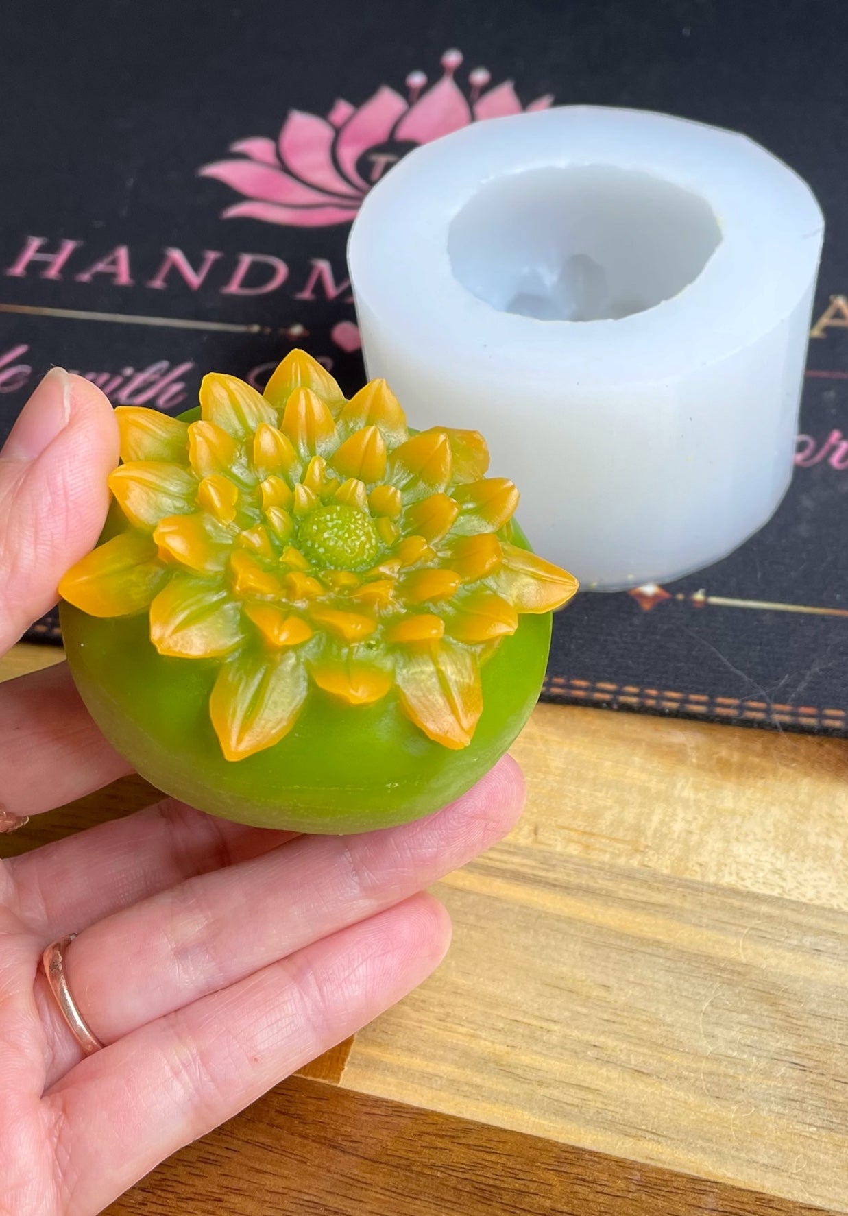 Silicone dahlia flower mold for candle soap