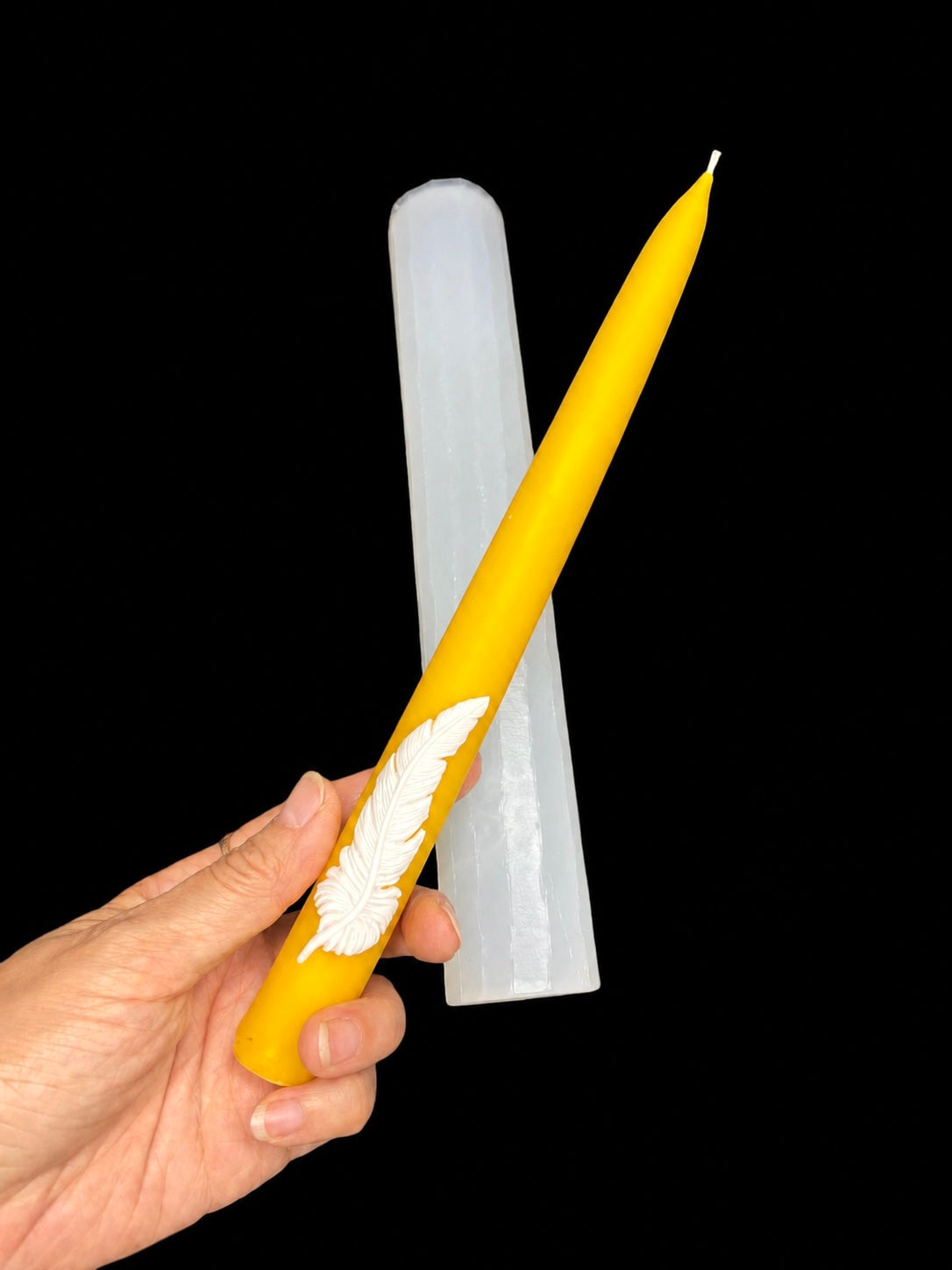 9” silicone taper candle mold - feather