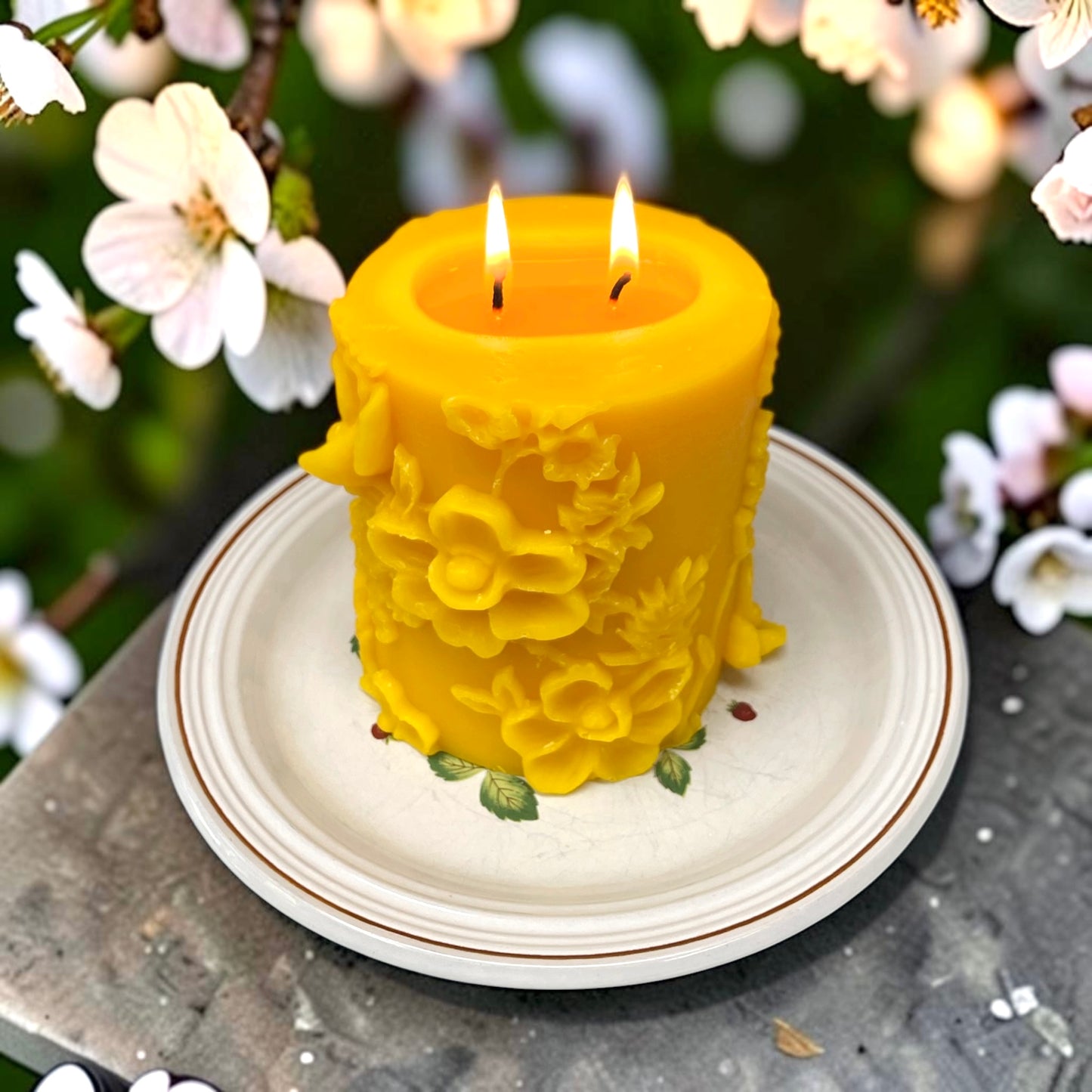 Floral pillar candle mold 3.75”