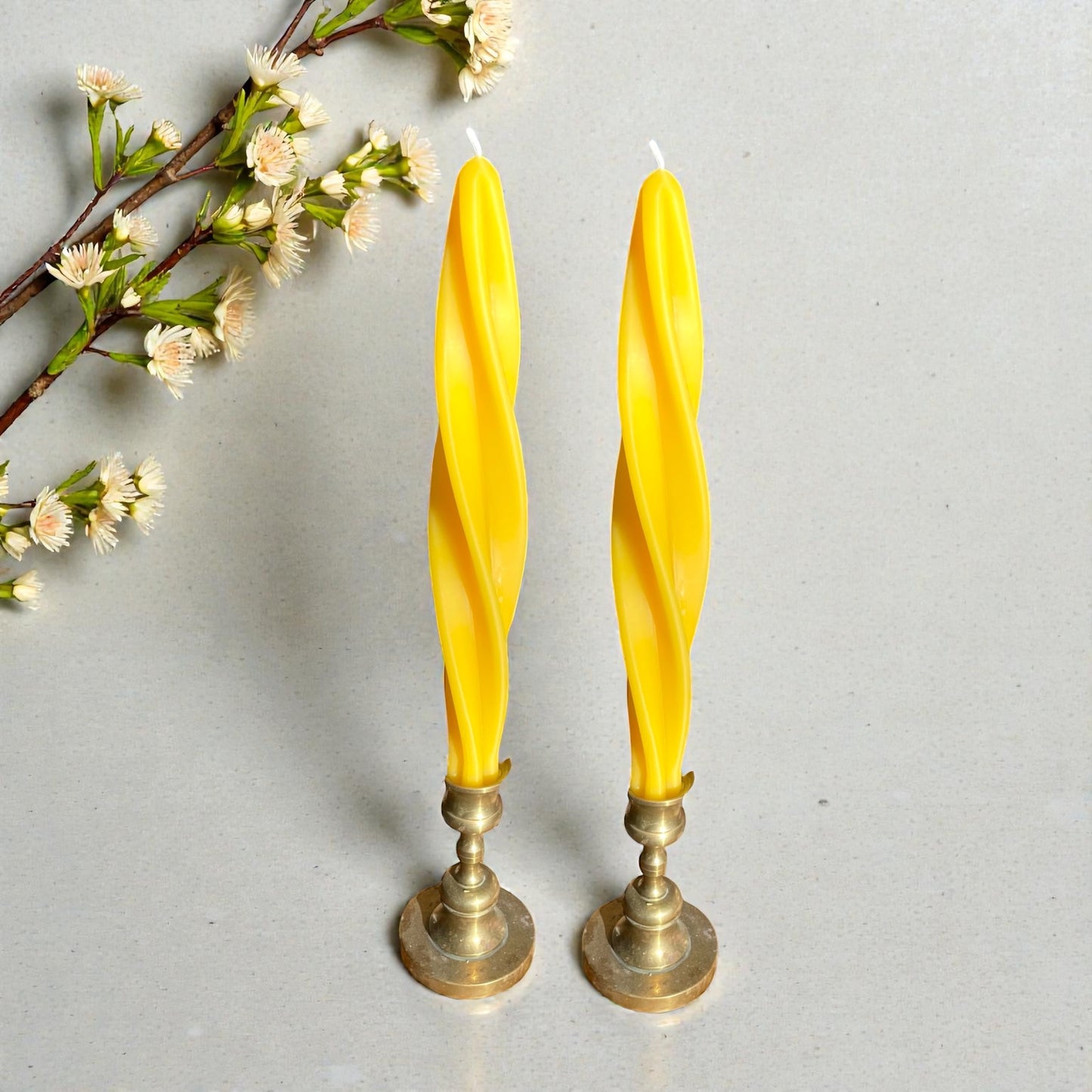 Beautiful feathered twist taper candle set 10 1/4”
