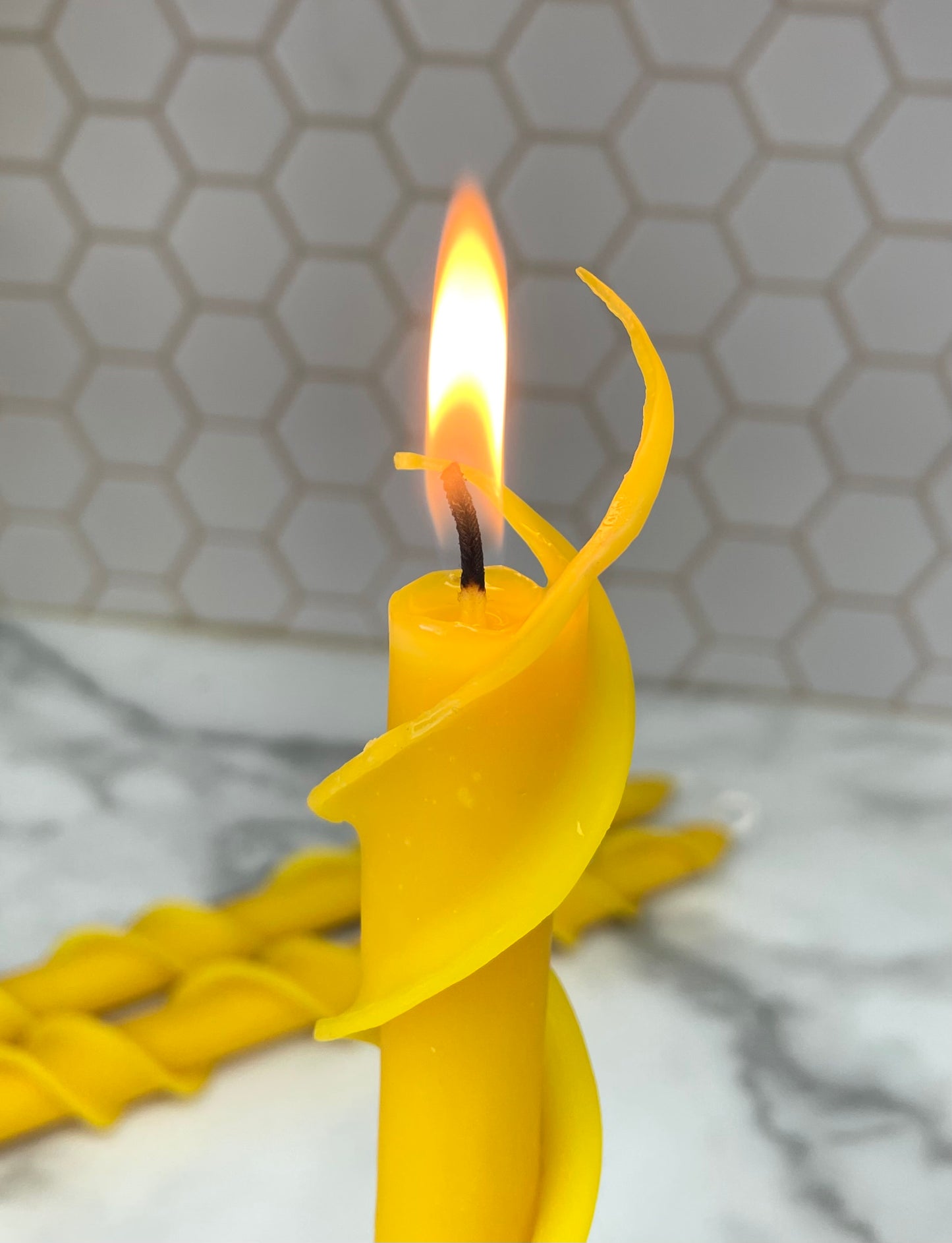 pure beeswax double spiral taper candle 12”