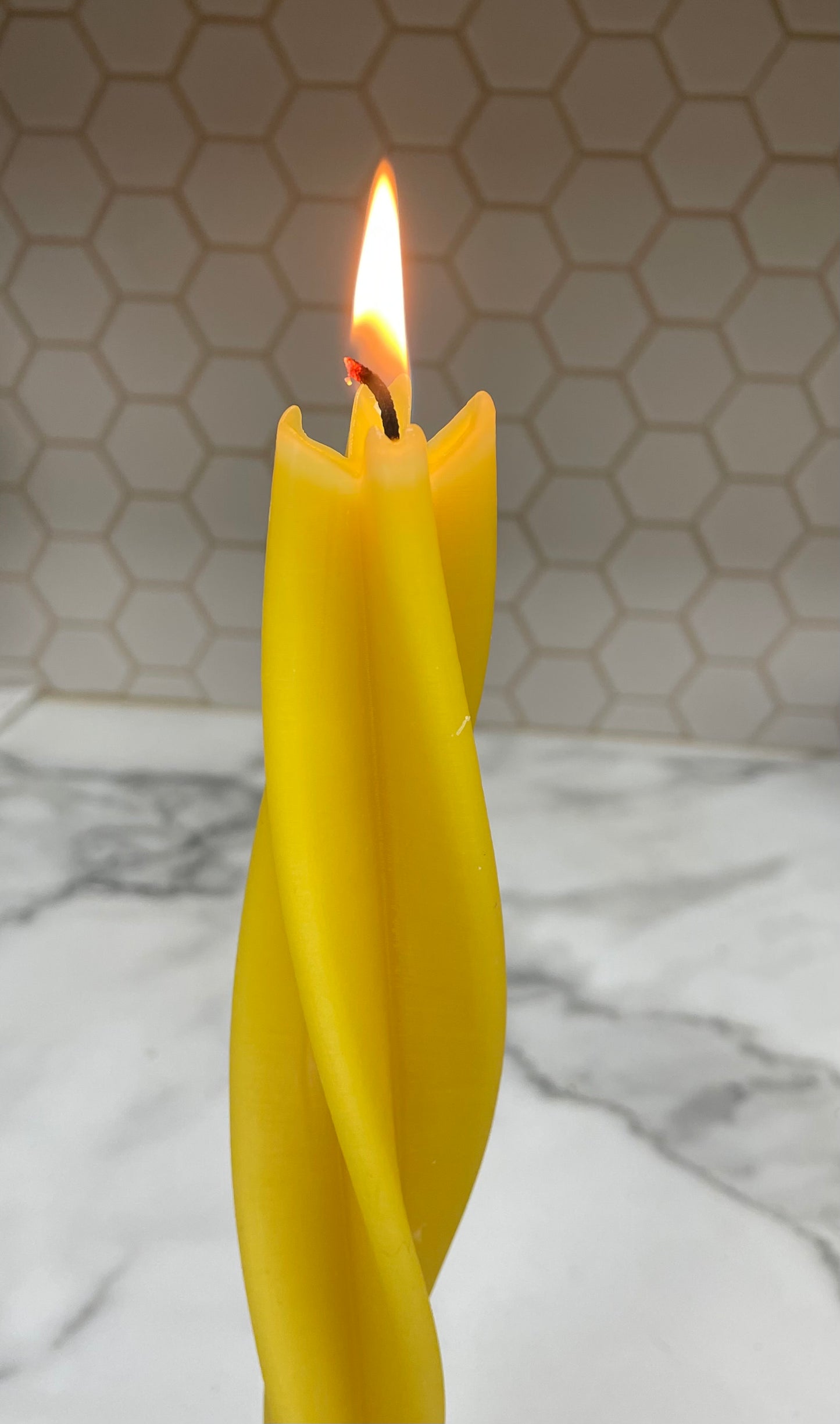 Beautiful feathered twist taper candle set 10 1/4”