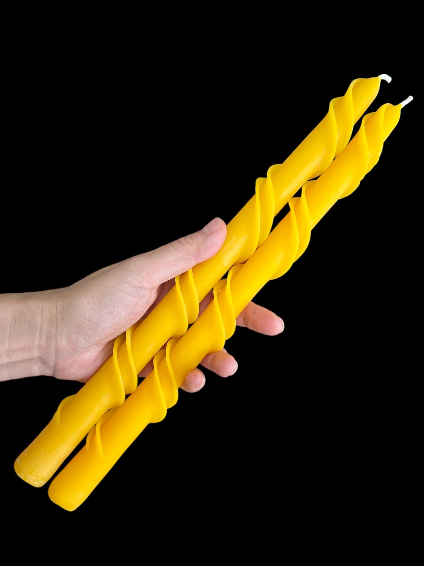 12” pure beeswax spiral taper candles ( set of 2)