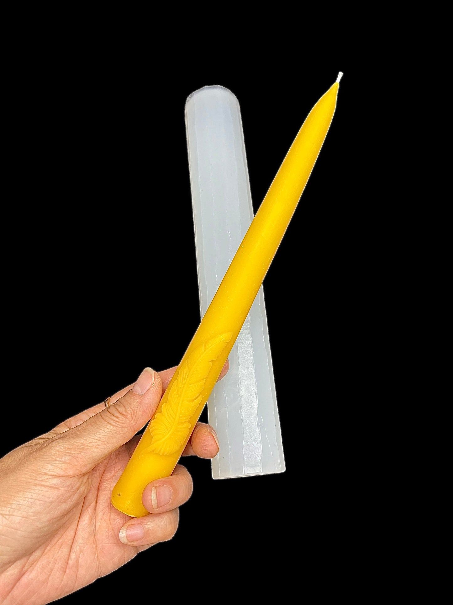 9” silicone taper candle mold - feather