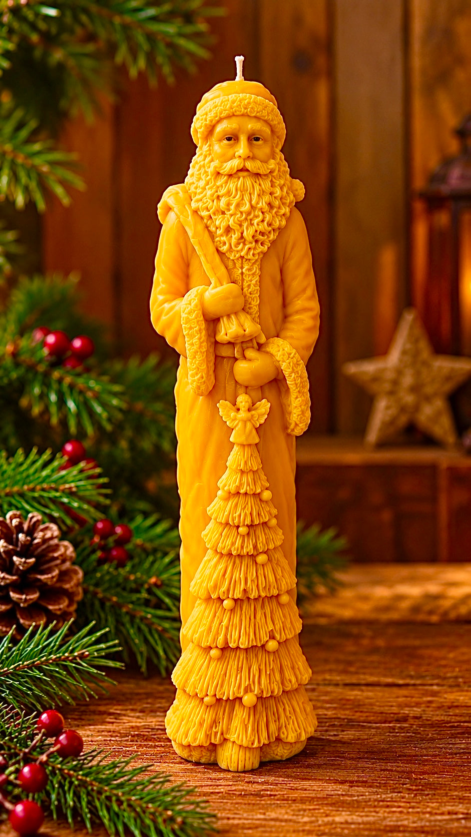 3D tall Silicone Santa Claus Mold - skinny taper style candle mold - super detailed Christmas holiday candle soap resin mold - food grade