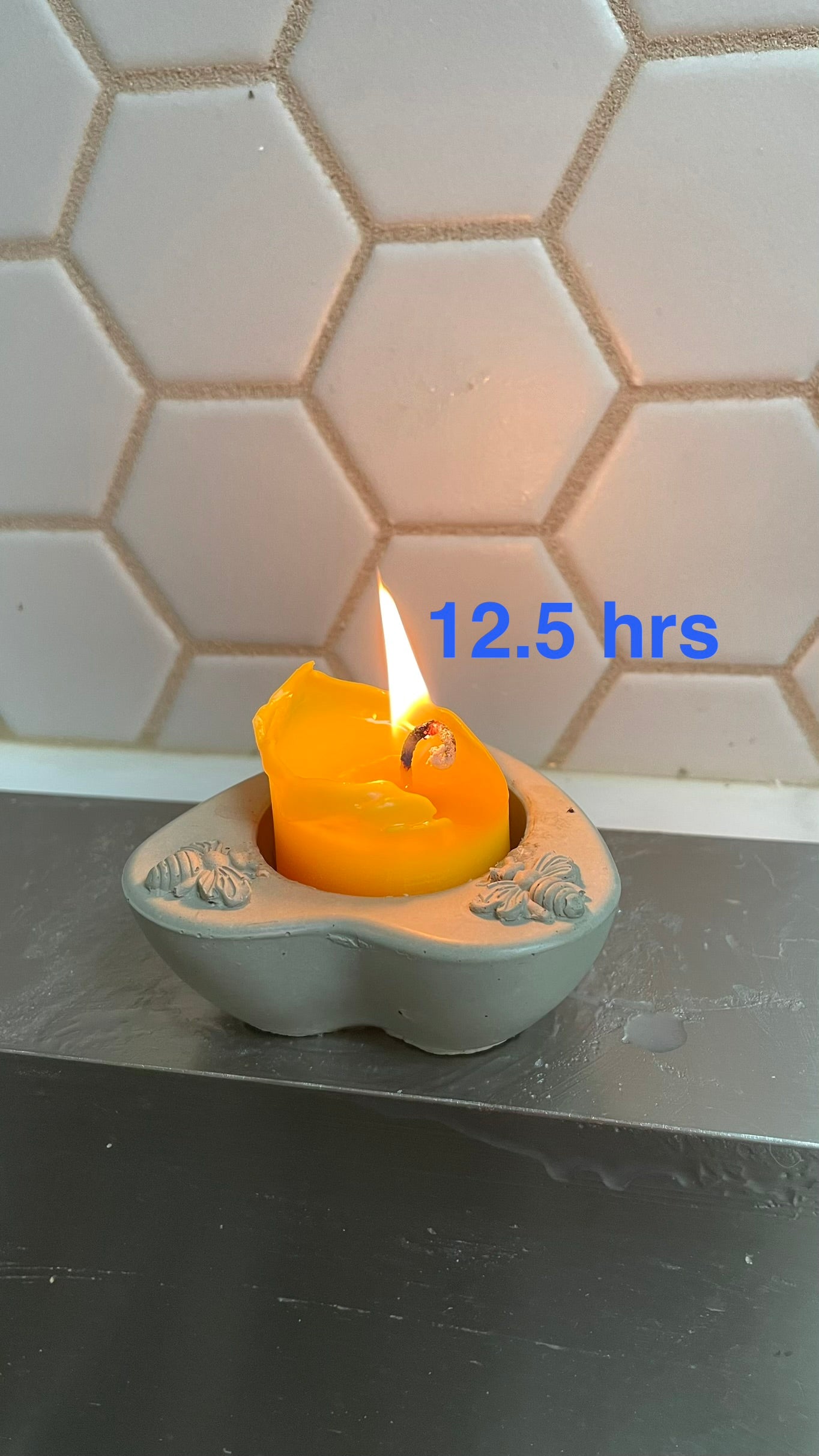 A pair pure beeswax stubby taper candles 5” - 15 hrs