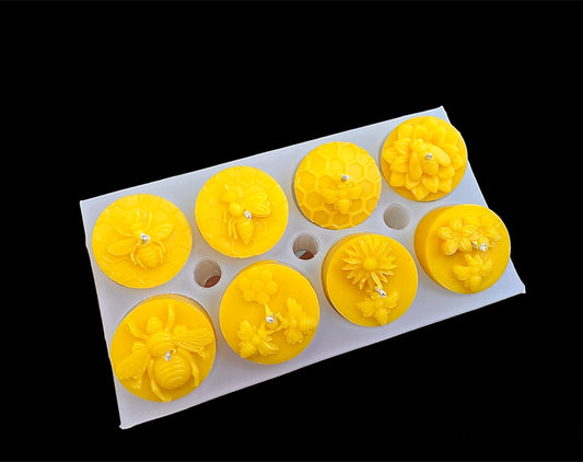 Silicone honeybee tealight mold with 8 different designs