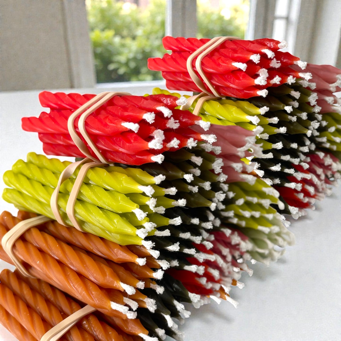 A dozen pure beeswax birthday candles