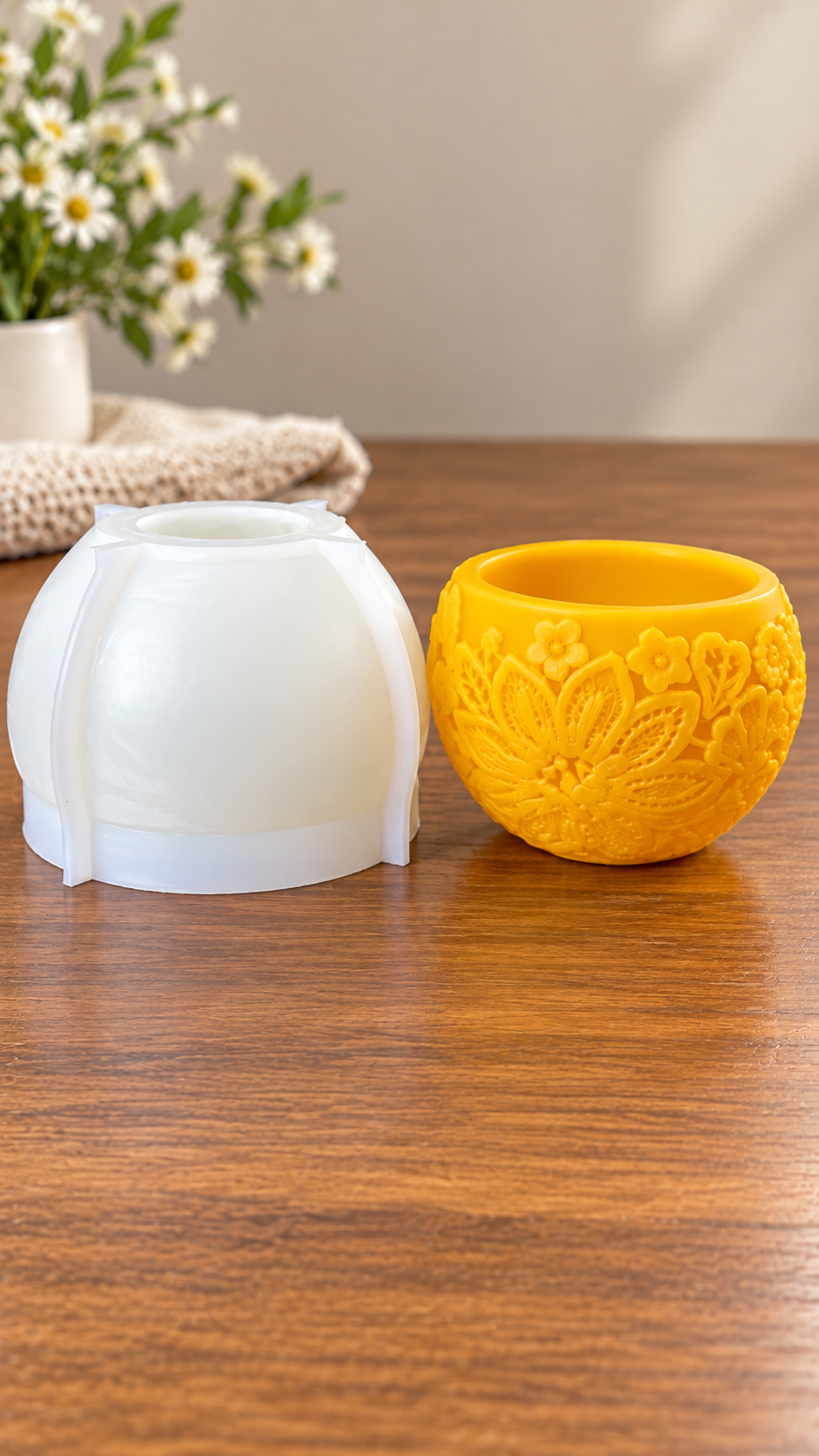 Silicone lace luminary mold - container planter mold