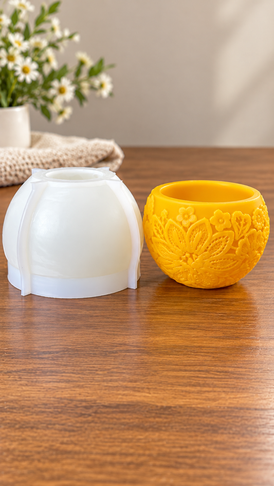 Silicone lace luminary mold - container planter mold