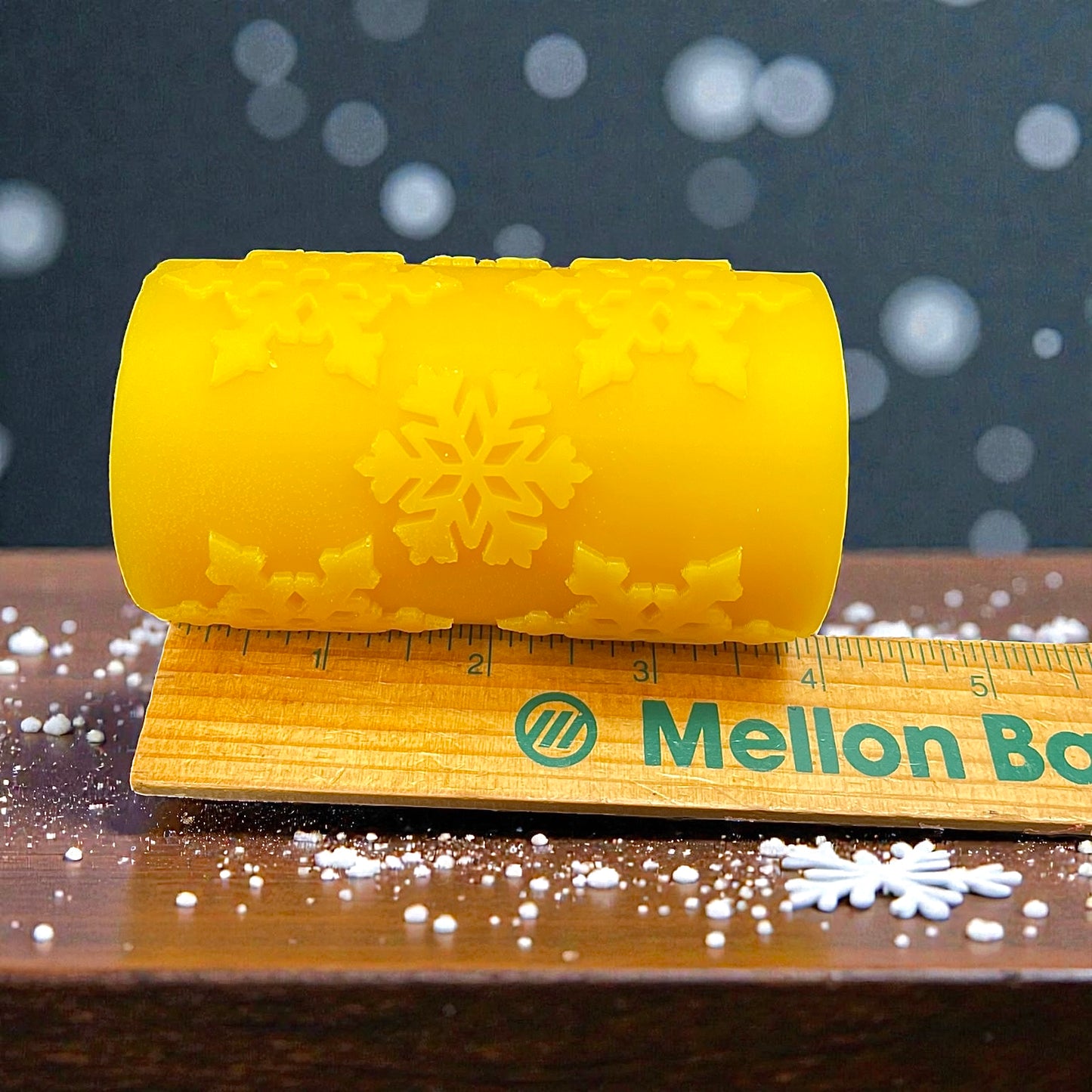 Pure beeswax snowflake pillar candle