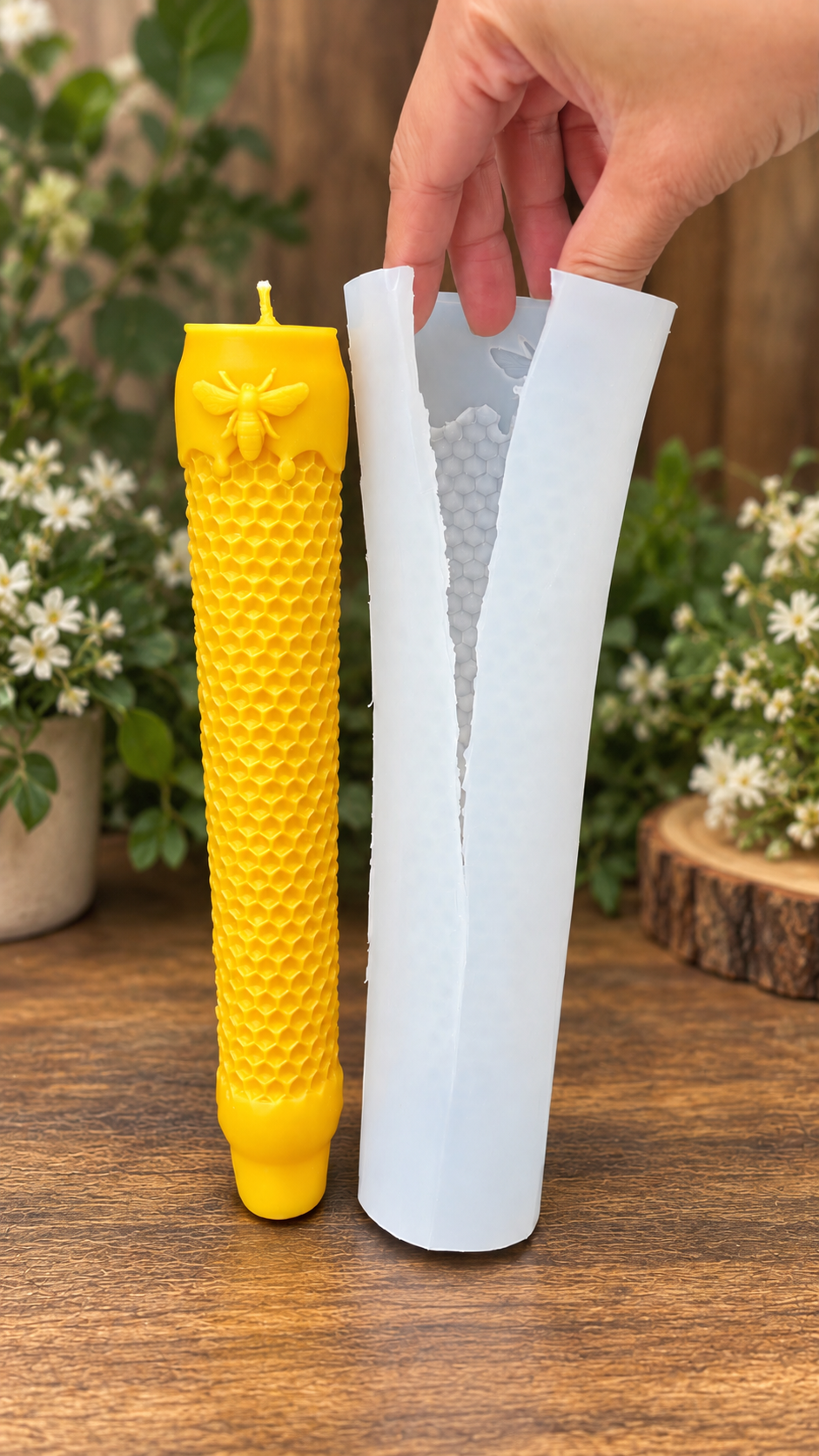 Silicone honeycomb honeybee taper mold - Mighty Queen