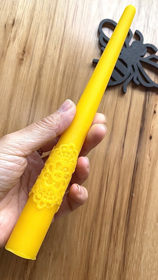9” silicone lace trim taper candle mold
