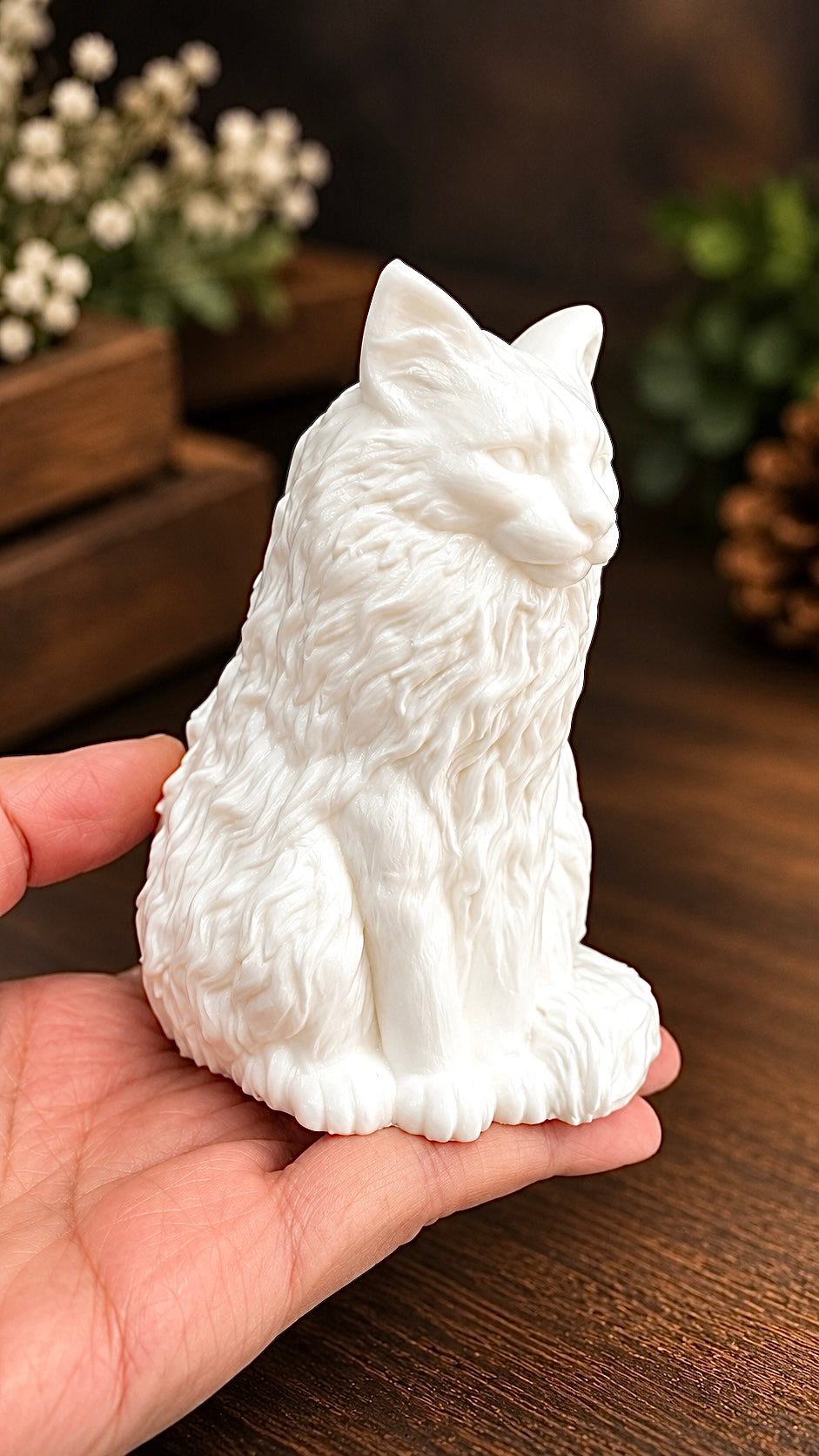 3D silicone Maine Coon cat candle mold - soap resin concrete mold