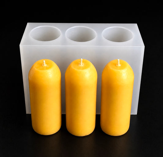 Silicone flat top emergency taper candle Mold - 3 cavities - candle lantern mold - homemade - handmade - easy release