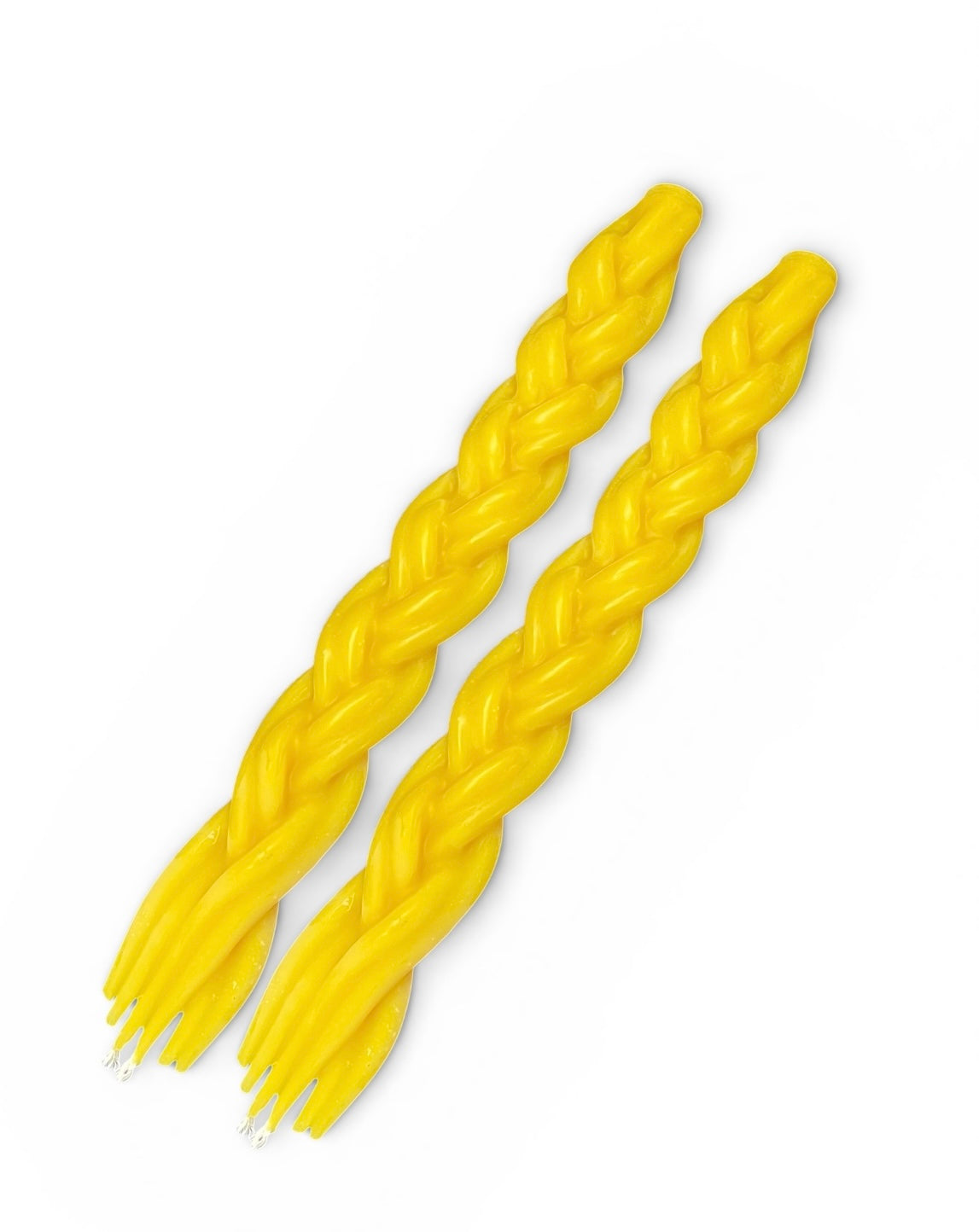 Pure beeswax molded braided Havdalah candle set 10.5”