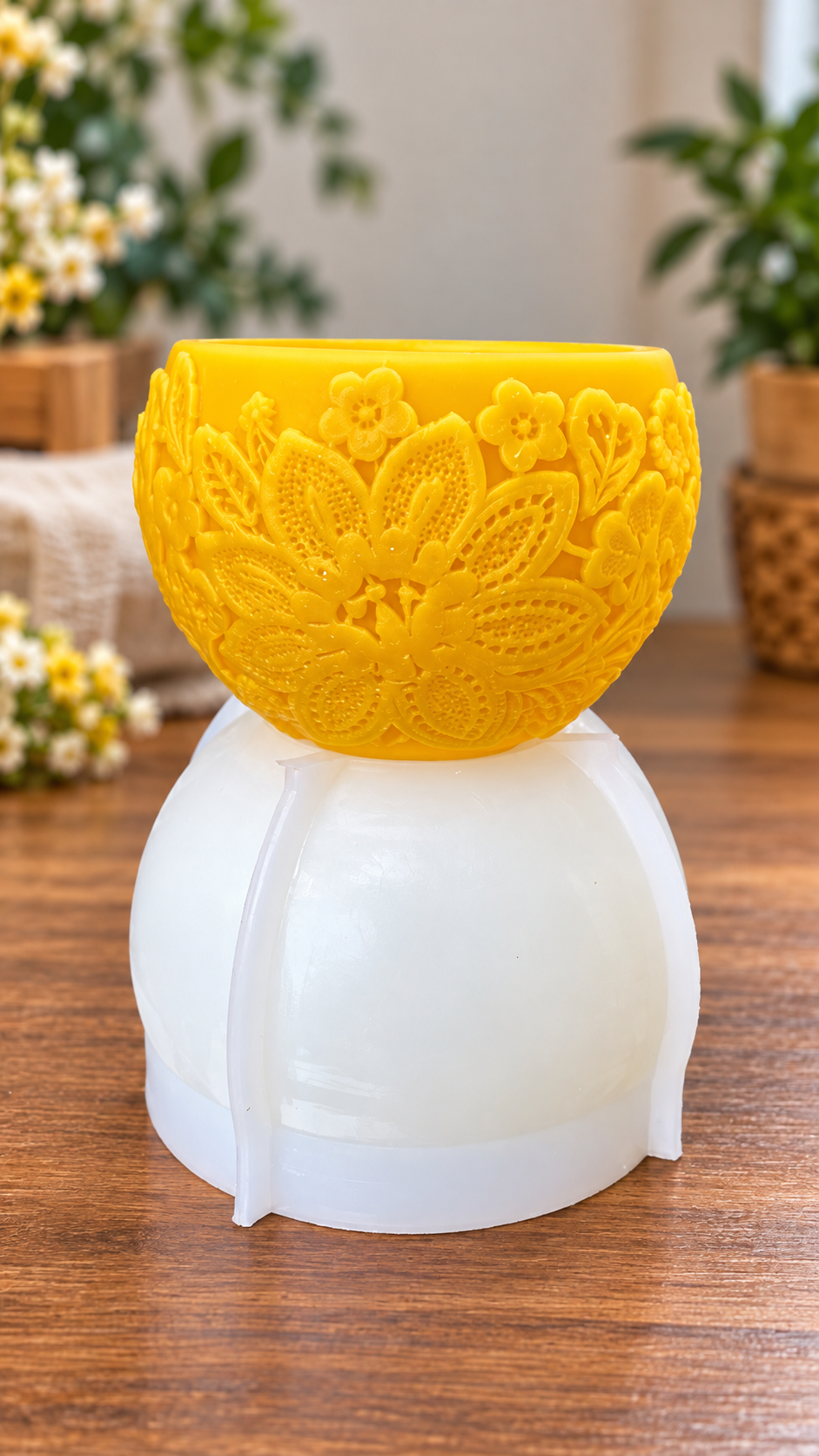 Silicone lace luminary mold - container planter mold