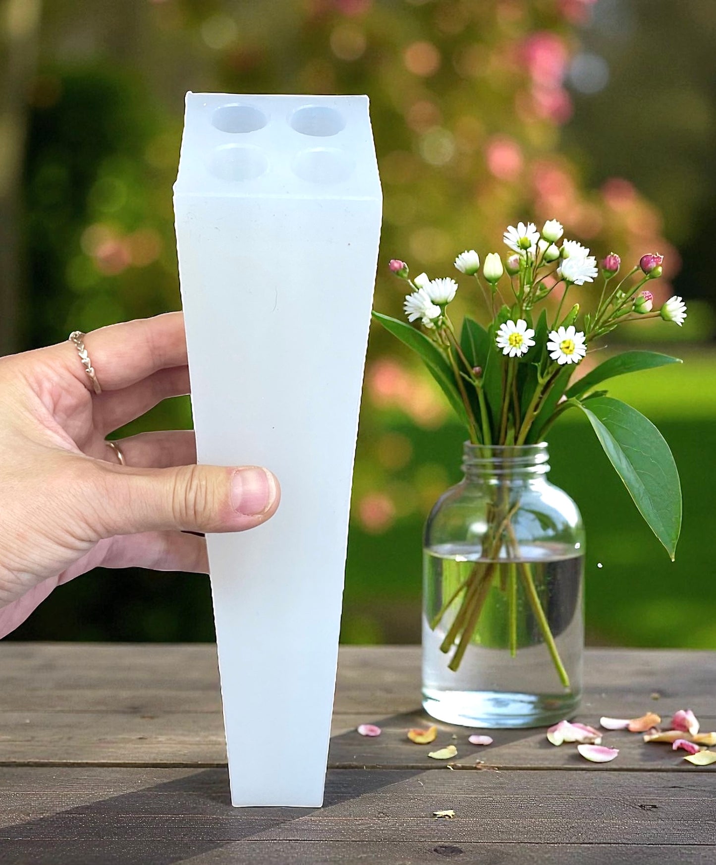 4 cavity long church taper candle mold 13.75” x 0.5”