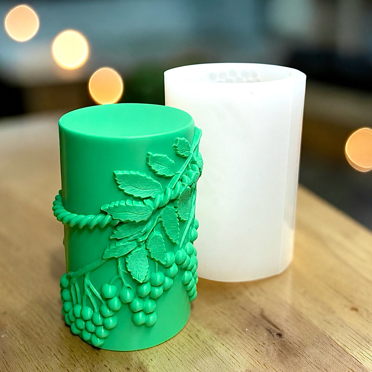 Silicone pillar candle mold - botanical woodland berries
