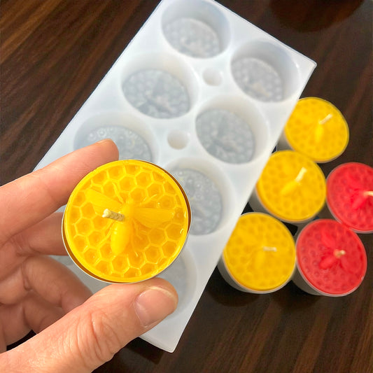 Silicone queen bee on honeycomb tealight mold
