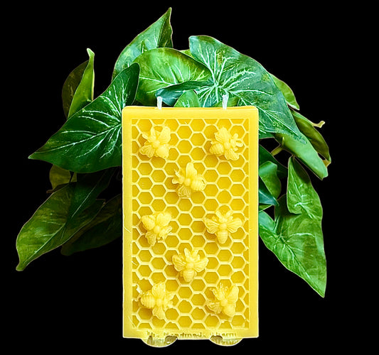 100% pure beeswax beehive honey frame candle with double wicks