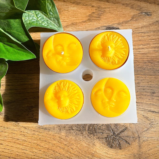 Silicone sun and moon face tealight candle mold