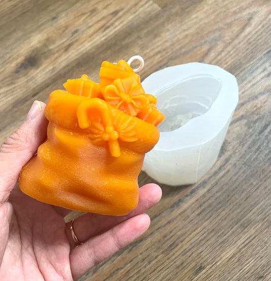 3D bag of Christmas gift mold for candle soap resin ornament 3 1/4”