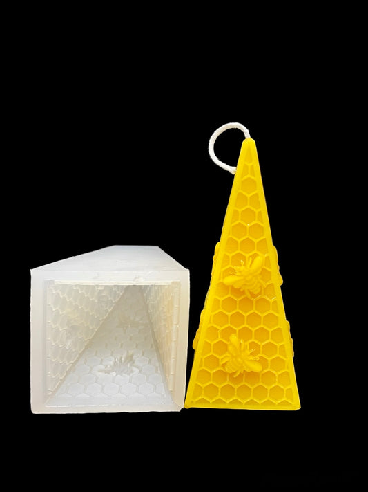 Silicone honeycomb honeybee candle Mold - pyramid mold - 2” x 4.5”