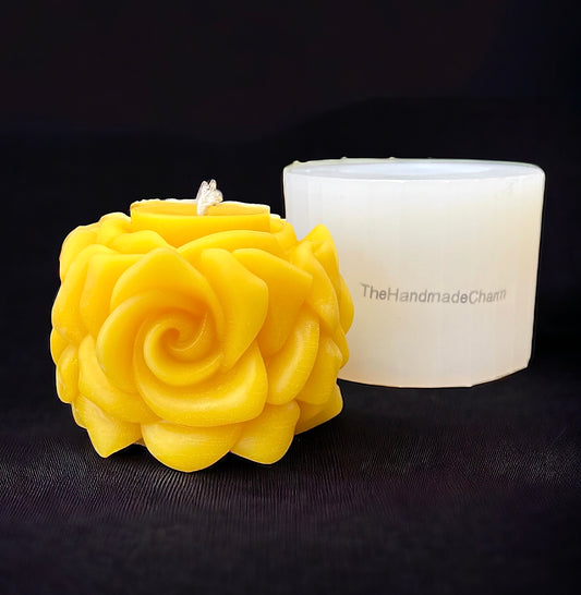 Silicone rose flower pillar candle mold 3”