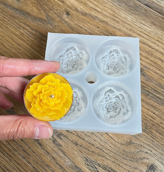 Silicone peony flower tea light candle mold