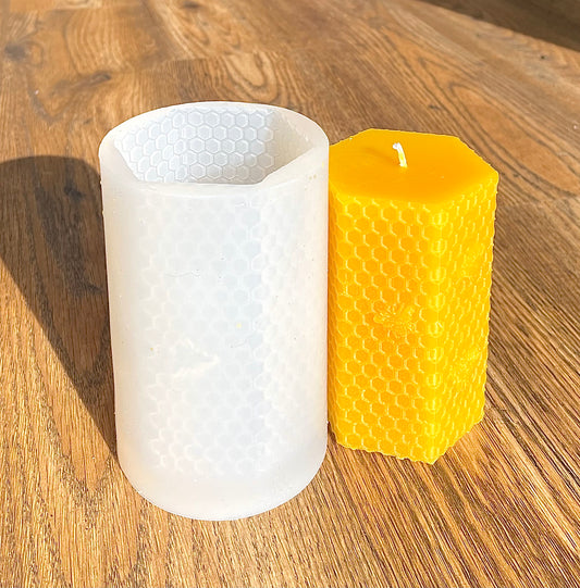 Silicone hexagonal Pillar candle Mold - honeycomb honeybee mold  - 4” x 2.5”
