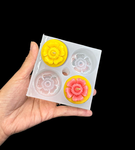 Silicone poppy flower Tealight candle Mold - wax melt lotion bar soap mold - resin chocolate ice cube mold
