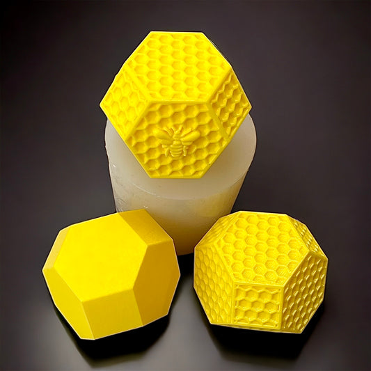 3” 3D silicone hexagonal geometry shaped mold for candle soap resin - honeycomb honeybee candle mold