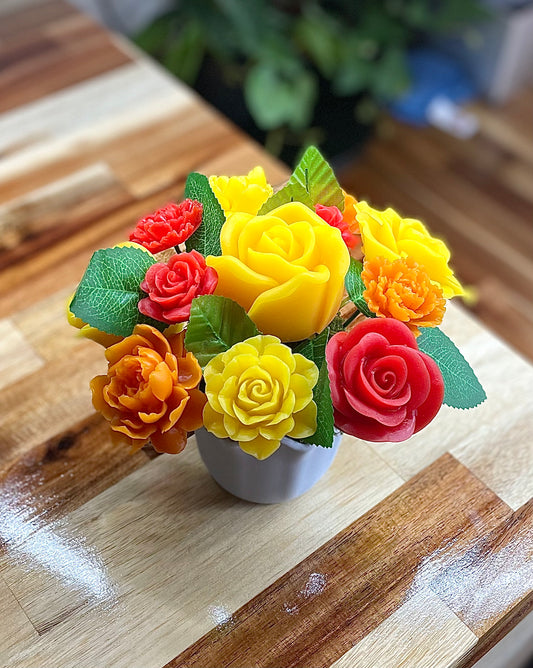 Handcrafted Beeswax rose flower bouquet - Unique Present for Her - floral arrangement