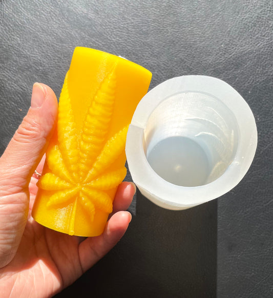 Style 2 Silicone Mold with marijuana leaf - pillar candle mold - pot leaf mold