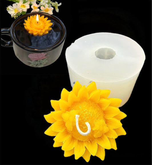 3D sunflower with bees floating candle mold