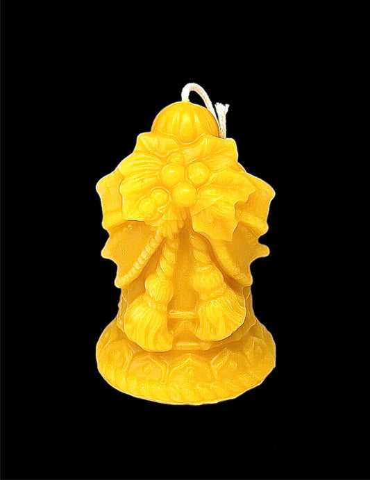 pure beeswax Christmas bell candle - holiday candle gift - artisan candle - candle gift