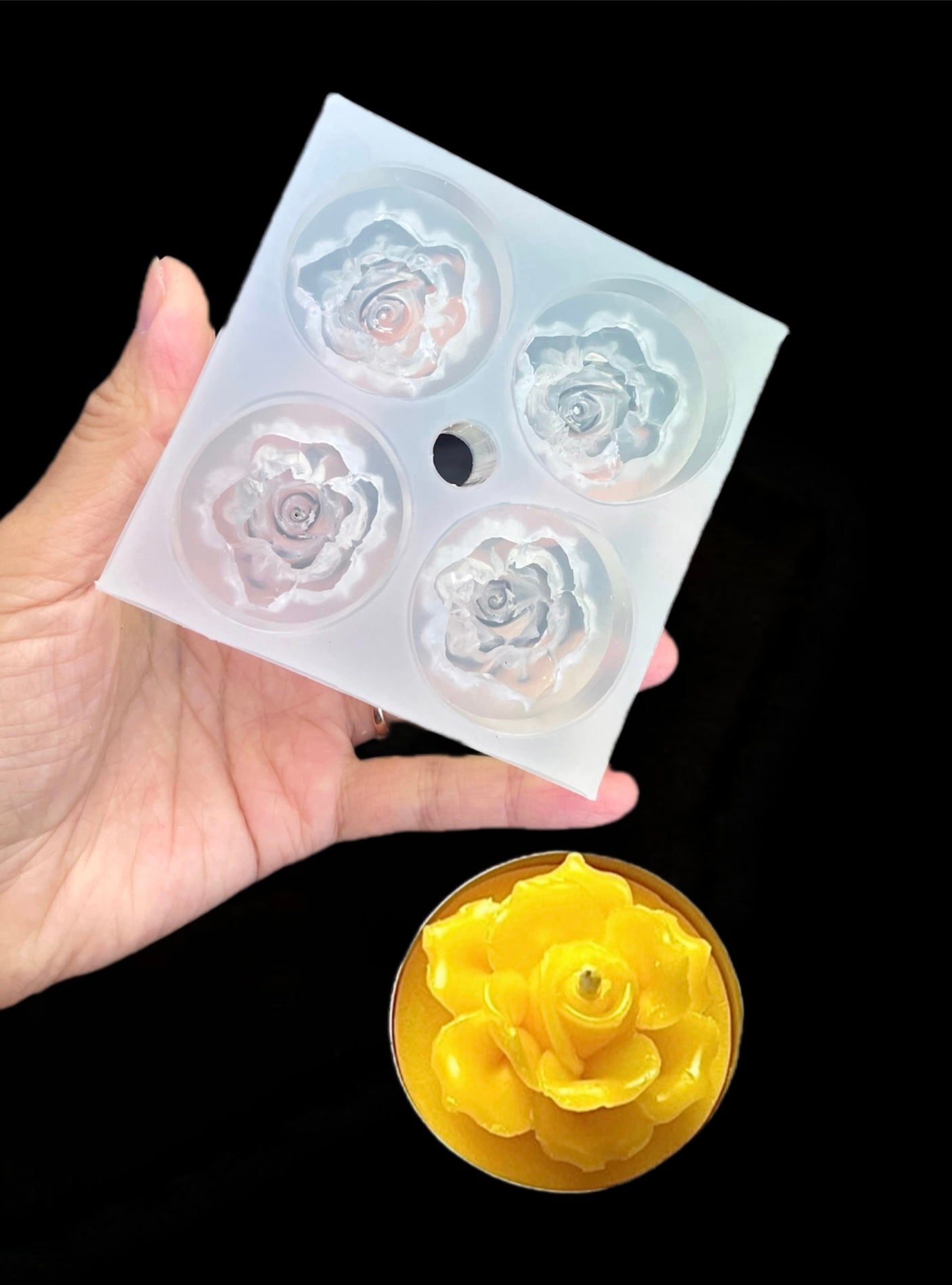 Silicone rose flower Tea light candle Mold - wax melt lotion bar soap mold - rose flower resin chocolate mold