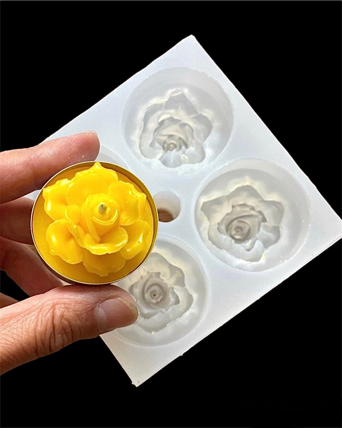 Silicone rose flower Tea light candle Mold - wax melt lotion bar soap mold - rose flower resin chocolate mold