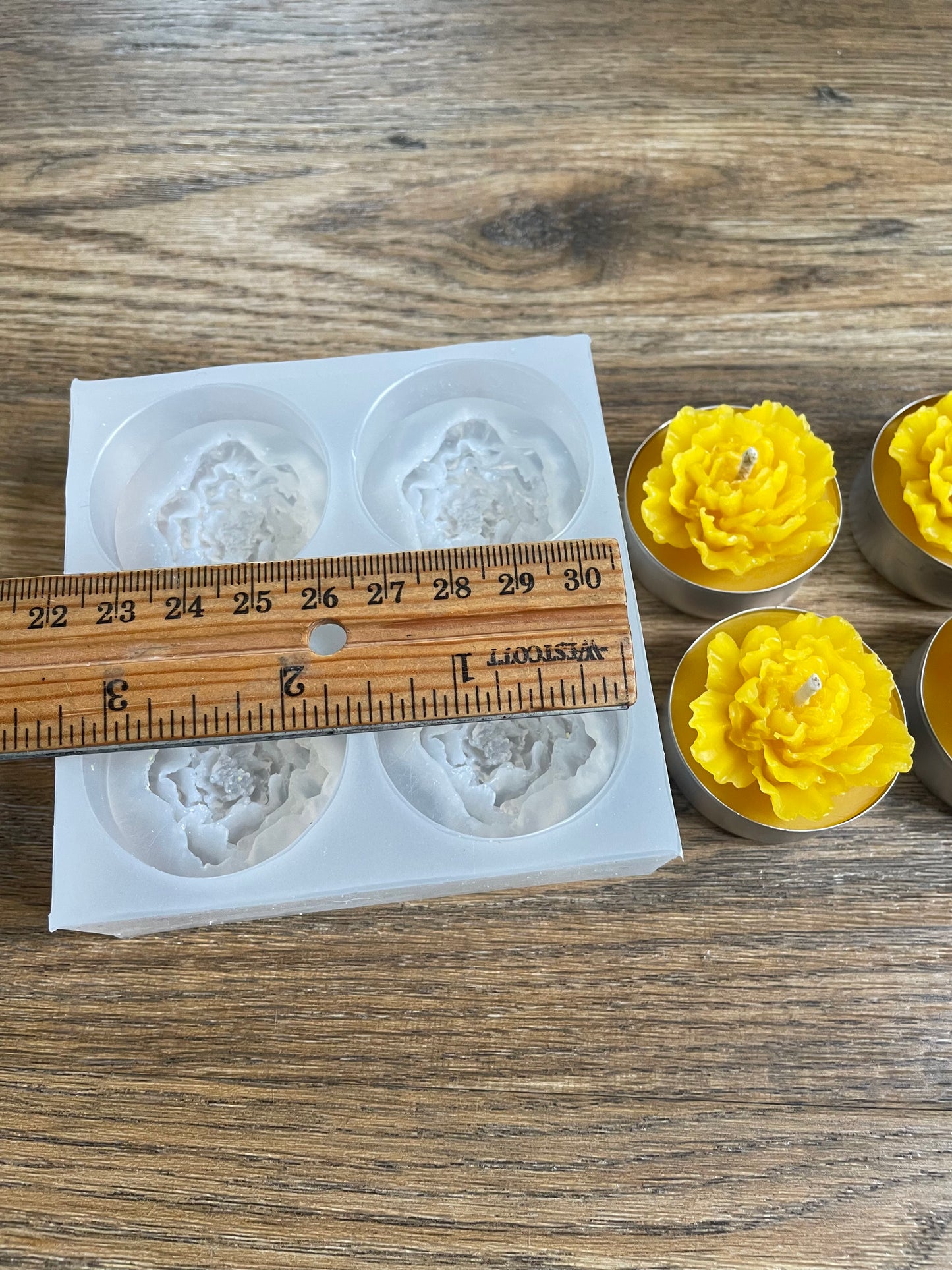 Silicone peony flower tea light candle mold