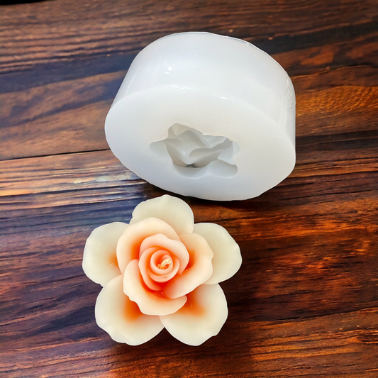 3D rose flower mold - floating candle mold - flower soap resin mold - 2.6”
