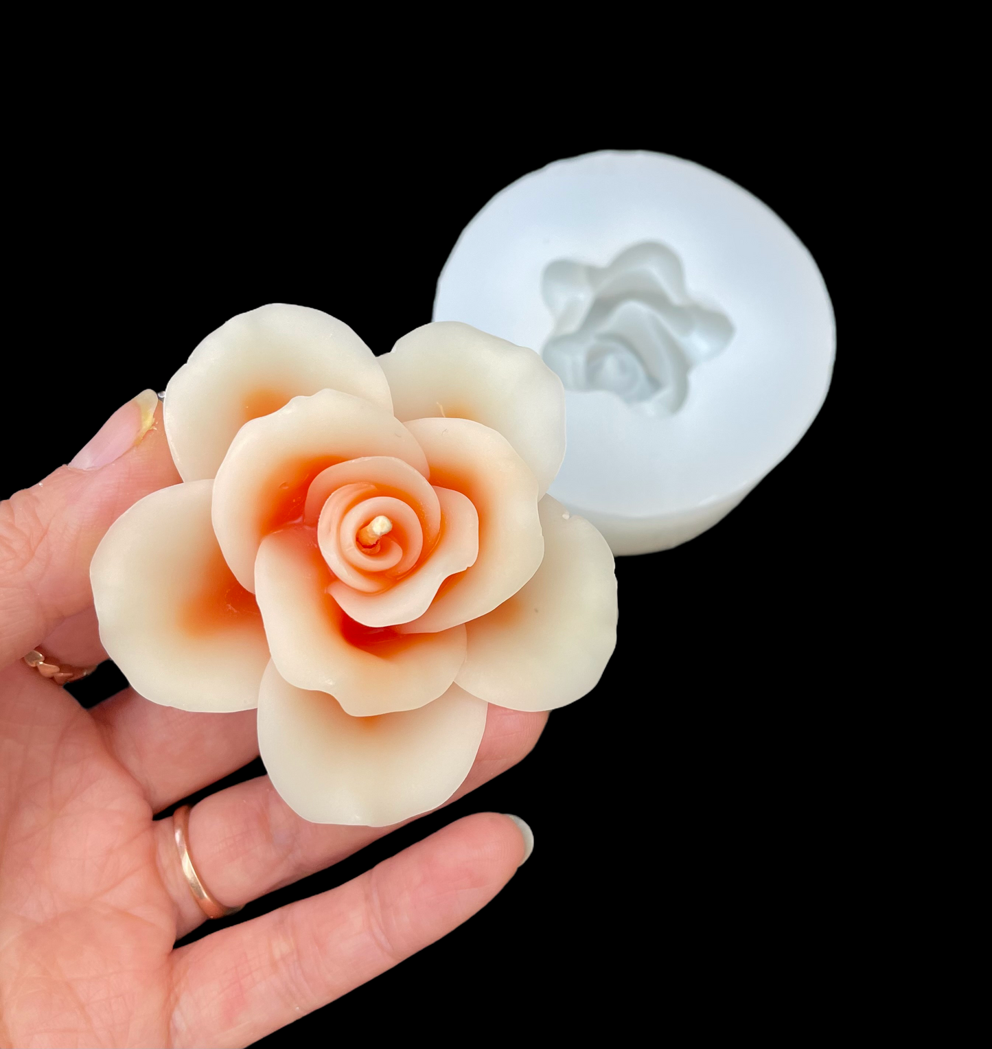 3D rose flower mold - floating candle mold - flower soap resin mold - 2.6”