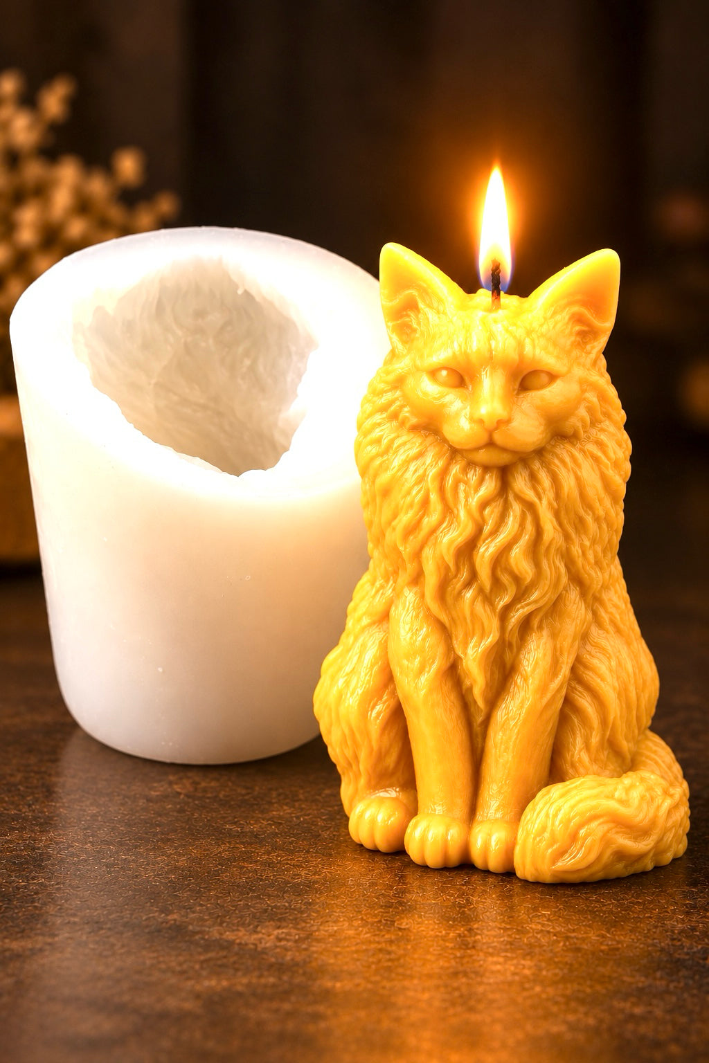 3D silicone Maine Coon cat candle mold - soap resin concrete mold