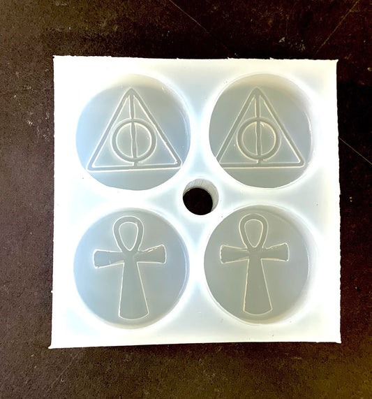 Silicone Tea light candle Mold ankh cross death hollow wiccan pagan mould wax melt lotion bar easy release 4 cavity Homemade