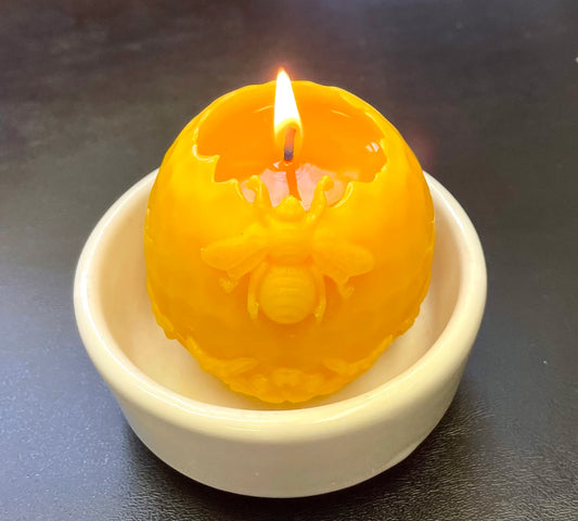 100% pure Beeswax Queen bee sphere candle - holiday gift - Christmas gift - beeswax ball candle - 3”