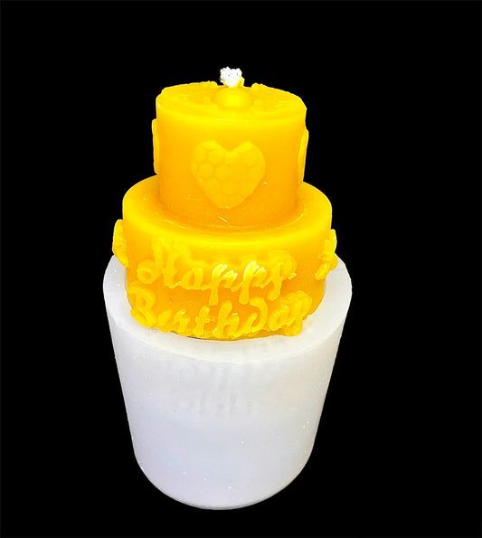 2.75” 3D silicone birthday cake mold - candle soap resin mold - honeybee honeycomb mold - handmade