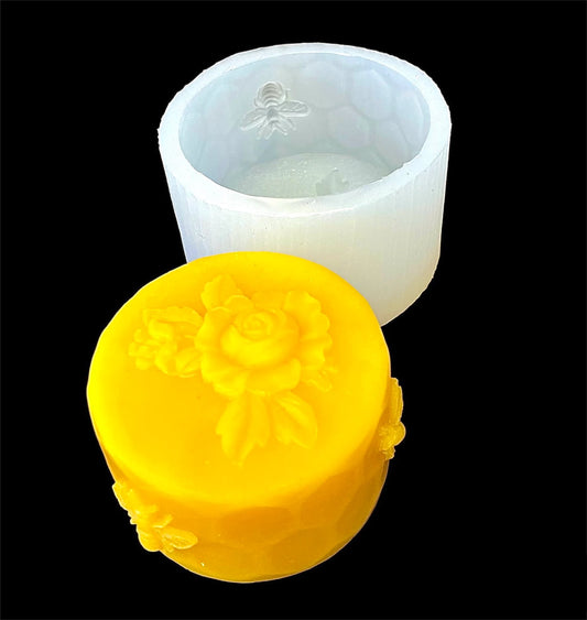 Silicone honeybee honeycomb pillar candle Mold - soap resin mold